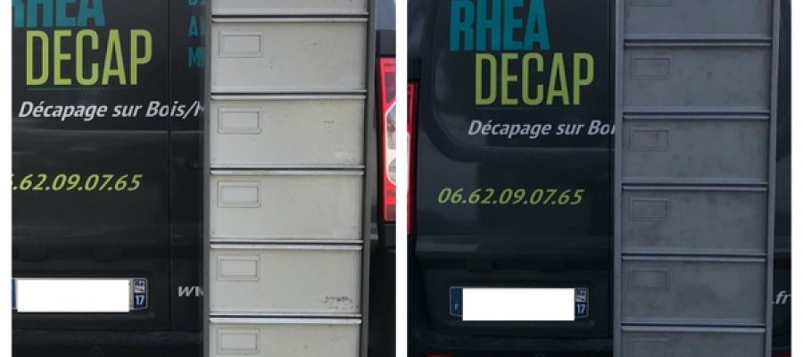 décapage meuble industriel clapet vestiaire enlever la peinture sablage ars ré